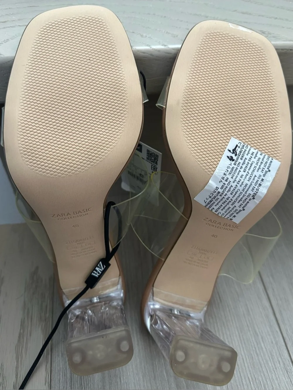 Zara Clear Block Heel PVC Mules Minimalist Square Toe Sandal - Picture 8 of 9